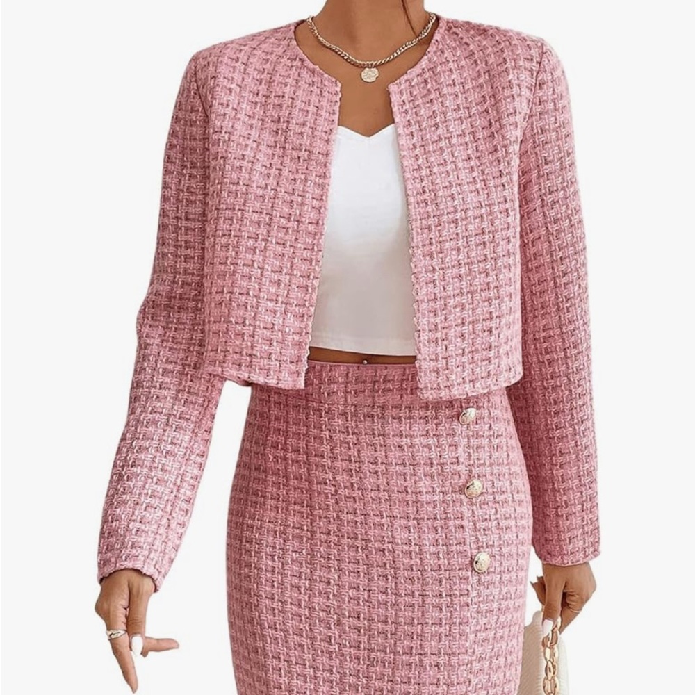 JCPenney Pink Blazer Structured Suit Jacket